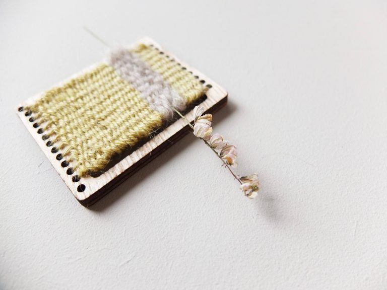 Mohair, Wool & Cotton Delicate South African Floral Brooch