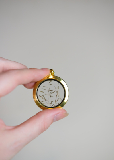 Alternative view of Floating Flora Glass Pendant with Wild Grass