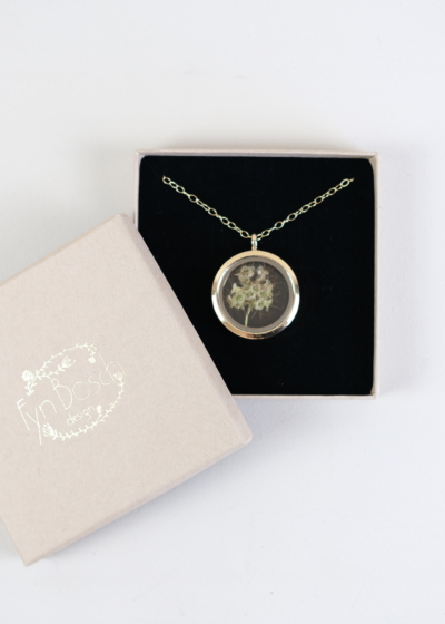 Alternative view of Floating Flora Glass Pendant Gold with Wild Flora