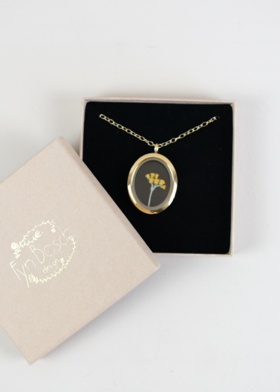 Floating Flora Glass Pendant Gold with Wild Weeds - Image 2