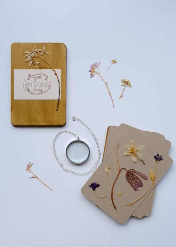 A6 flower press DIY kit necklace silver
