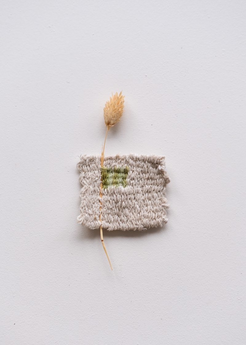 Miniature Artwork Weaving - Wheat grass with Raw Silk & Cotton