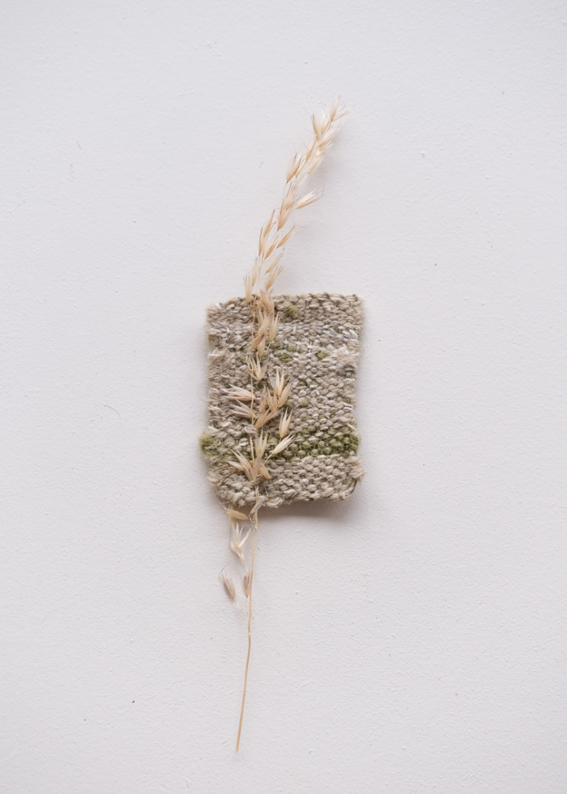 Miniature Artwork Weaving - Wild Grass, Mohair & Silk