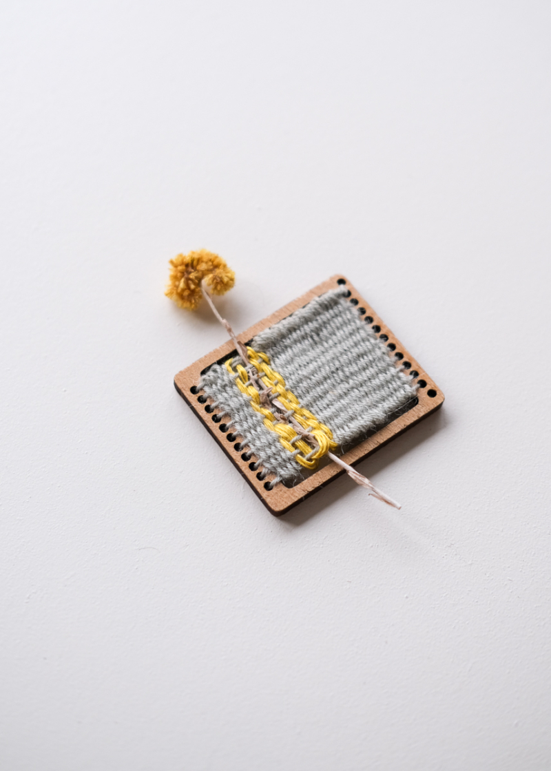 Miniature Artwork Weaving - Cape Gold with Linen and Wool